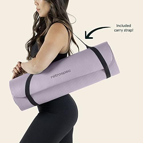 Retrospec Solana Yoga Mat 1" Thick With Nylon Carry Strap for Men & Women - Non Slip Exercise Mat for Home Yoga, Pilates, Stretching, Floor & Fitness Workouts