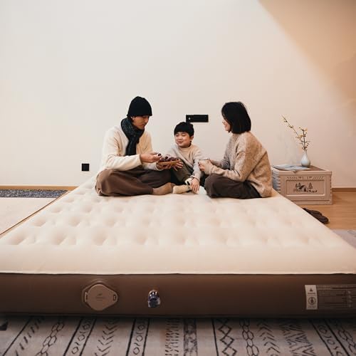 Naturehike Compact King Size Air Mattress with Electric Built-in Pump, 79 * 71in Extra Wide Inflatable Mattress for Home, Camping, Guests, Travel, Formaldehyde- Free, Morning View Series