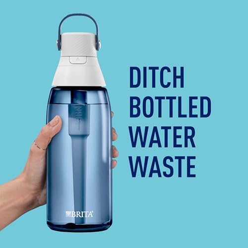 Brita Hard-Sided Plastic Premium Filtering Water Bottle, BPA-Free, Reusable, Replaces 300 Plastic Water Bottles, Filter Lasts 2 Months or 40 Gallons, Includes 1 Filter, Night Sky - 36 oz.