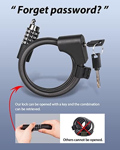 Bike Lock Cable with Combination,High Security 5-Digit Resettable Combination Bicycle Lock Anti-Theft, with Mounting Bracket for Bikes and Scooters