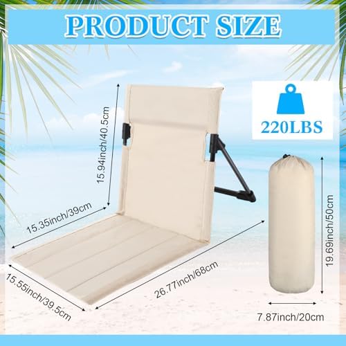 Karenhi 4 Pcs Foldable Pool Chairs Portable Poolside Chairs for Edge of Pool Provides Back Support with Carry Bag Foldable Seat for Poolside Beach Camping Picnic Lawn(Beige)