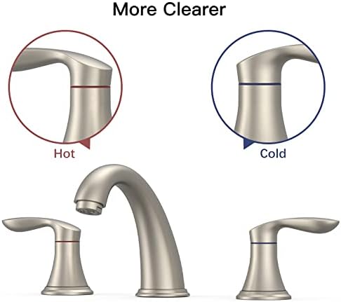 Bathroom Sink Faucet, Faucet for Bathroom Sink, Widespread Brushed Nickel Bathroom Faucet 3 Hole with Stainless Steel Pop Up Drain and cUPC Lead-Free Hose - (Brushed Nickel 2 Packs)