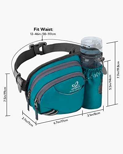 WATERFLY Fanny Pack Waist Bag: Waist Pack for Women Men with Water Bottle Holder Hiking Fanny Pack for Running Walking DogWalking Travel Cycling