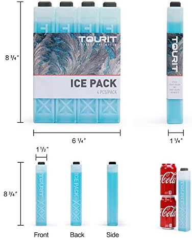 TOURIT Ice Packs for Coolers Reusable Long Lasting Freezer Packs for Lunch Bags/Boxes, Cooler Backpack