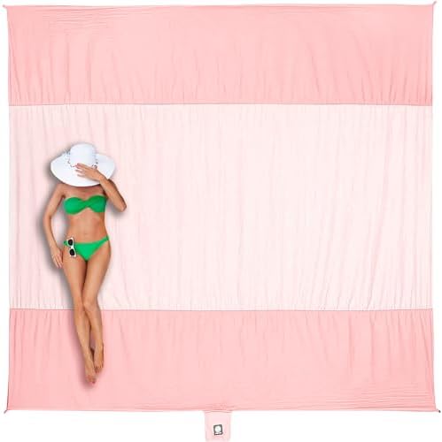 WEKAPO Beach Blanket Sandproof Waterproof, Extra Large Beach Mat, Oversized & Compact Sand Free Mat Quick Drying, Lightweight & Durable with 6 Stakes & 4 Corner Pockets
