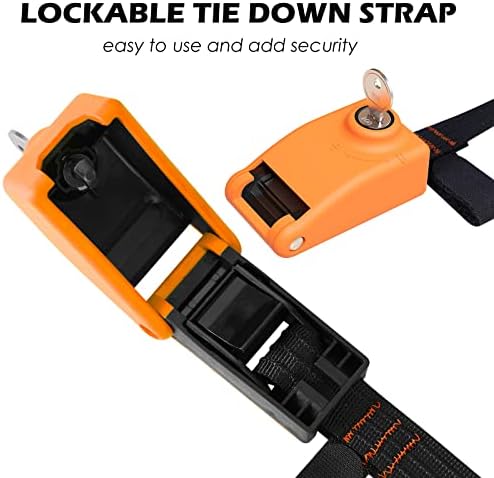 Lovinouse 2025 Upgraded 2 Pack Lockable Tie Down Strap, with 3 Stainless Steel Cables, for Lashing Locking Kayak, Bike, Surfboard, 10 Feet Each