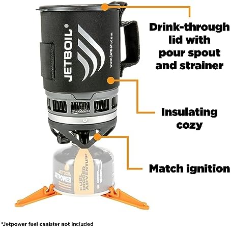 Jetboil Zip Camping Stove Cooking System, Carbon