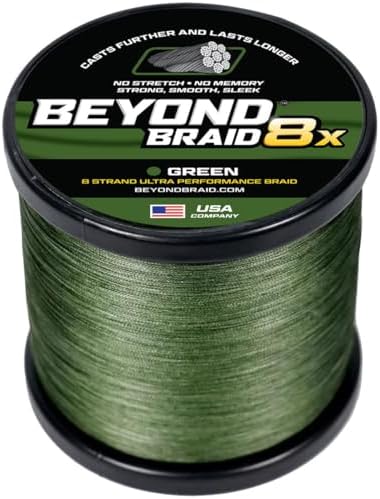 Beyond Braid Braided Fishing Line -Super Strong - Abrasion Resistant - No Stretch -Blue Camo, Moss Camo, White, Green, Pink, Blue, 4 Strand 8 Strand