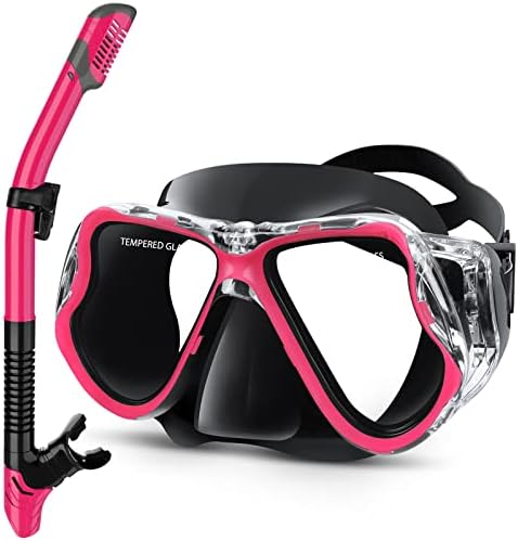 Greatever Dry Snorkel Set,Panoramic Wide View,Anti-Fog Scuba Diving Mask,Professional Snorkeling Gear