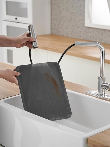 Kitchen Faucets with Pull Down Sprayer,Waterfall Kitchen Sink Faucet,Commercial Utility Stainless Steel Kitchen Faucets,Single Handle Kitchen Sink Faucet with Pull Down Sprayer for 3 Function