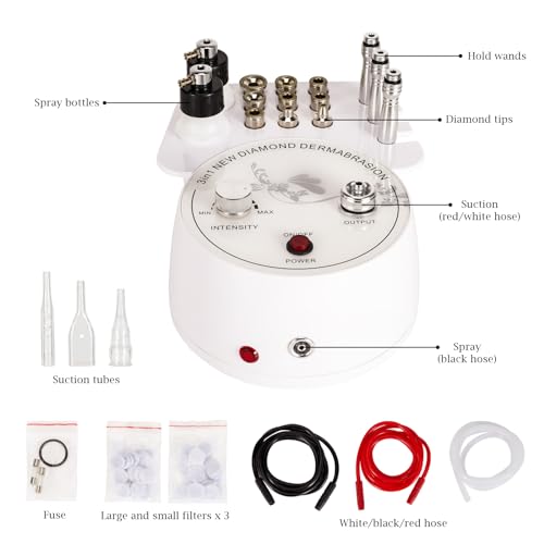 AIMENGXI 3 in 1 Diamond Microdermabrasion Machine, Professional Microdermabrasion Device with Vacuum Spray, Beauty Facial Skin Care Dermabrasion Equipment for Salon Personal Home Use