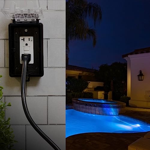 Amazon Basics Weather-Resistant Tamper-Resistant GFCI Receptacle with LED Indicator, Self-Test Feature, Ground Fault Circuit Interrupter for Indoor or Outdoor Use, 20 Amp, White