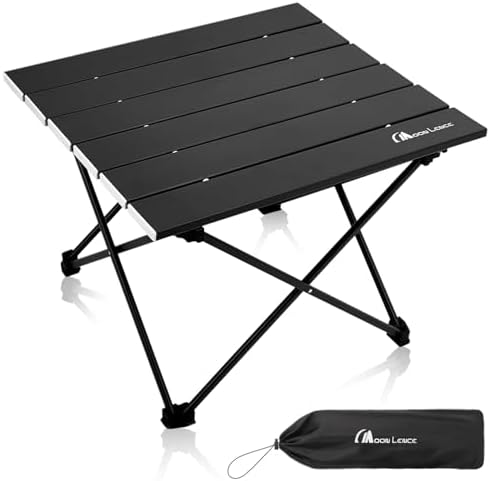 MOON LENCE Folding Beach Table, Small Folding Table, Outdoor Ultralight Aluminum Camping Table, Portable Compact Backpacking Table, Travel Table for Beach, Picnics, Cooking, Hiking