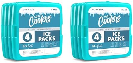 Cool Coolers by Fit + Fresh, Reusable & Long-Lasting Slim Ice Packs, Cold Packs for Lunch Boxes, Ice Packs for Lunch Bags