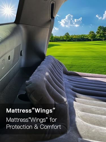 Upgraded SUV Air Mattress with Cordless Built-in Pump & 'Mattress Wings', 7-inch Height car Mattress | Car Camping for Mid/Large SUV, Minivan, Truck | 660 lb Capacity