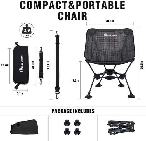 MOON LENCE Portable Camping Chair Backpacking Chair - The 4th Generation Ultralight Folding Chair - Compact, Lightweight Foldable Chairs for Hiking Mountaineering, Beach