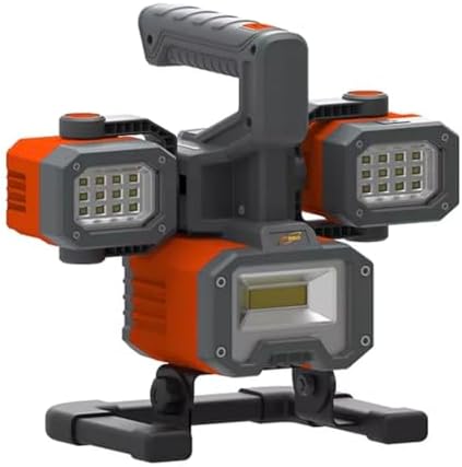 2000 Lumens Rechargeable LED Work Light and Spotlight, 4 Adjustable Lamps.
