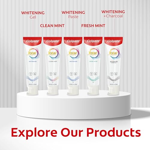 Colgate Total Whitening Toothpaste with Fluoride, 10 Benefits Including Sensitivity Relief and Stain Removal, Mint, 5.1 ounces (4 Pack)