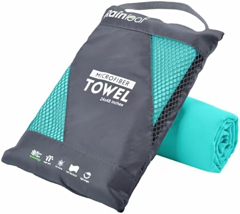Rainleaf Microfiber Towel Perfect Travel & Gym & Camping Towel. Quick Dry - Super Absorbent - Ultra Compact - Lightweight. Suitable for Trip, Beach, Shower, Backpacking, Pool