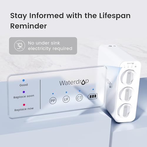 Waterdrop TSU 0.01μm Ultra-Filtration Under Sink Water Filter System, 3-Stage High Capacity, USA Tech, Smart Panel, No Waste Water, 2 Years Lifetime, Matte Black Faucet, Does not Lower TDS