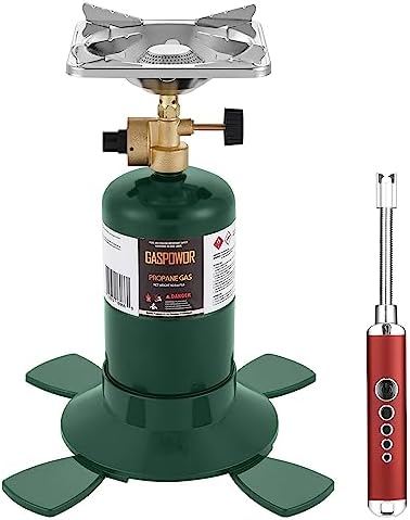 BottleTop Propane Stove with Adjustable Burner,Portable Camping/Backpacking Cooker 10000BTU,Camping Stove Propane,Single Burner Propane Stove,Camp Gas Stove with a USB Ligther (Fuel not included)
