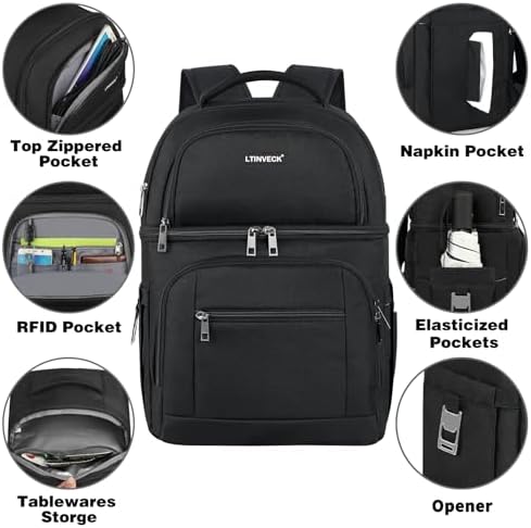 Cooler Backpack,Insulated Backpack Cooler Leakproof Double Deck Cooler Bag for Men Women RFID Lunch Backpack