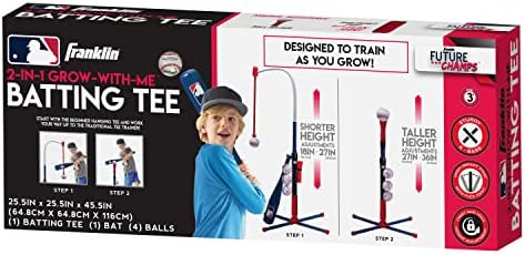 Franklin Sports Grow-with-Me Kids Baseball Batting Tee + Stand Set for Youth + Toddlers - Youth Baseball, Softball + Teeball Hitting Tee Set for Boys + Girls