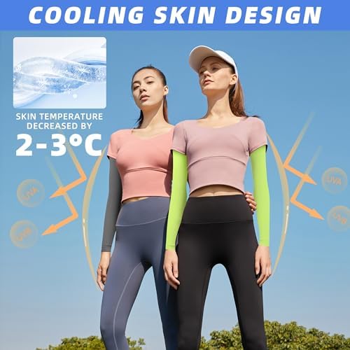 BHYTAKI UV Sun Protection Arm Sleeves, UPF 50 Sports Cooling Arm Compression Sleeves for Men Women Teenager