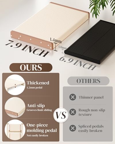 GameGem 3 Step Ladder, Folding Step Stool with Wider Pedal, Anti-Slip Feet & Non Slip Stripes, Aluminum Sturdy Material, 300Lbs Capacity, Elegant Look of Cream Chocolate Better Matches Your Home