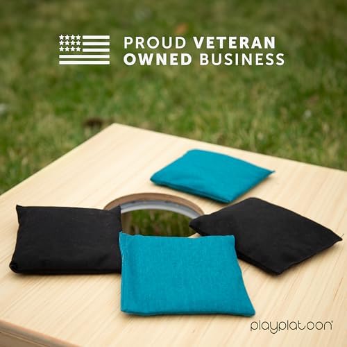 Play Platoon Cornhole Bags Weather Resistant- Set of 8 Regulation Bean Bags for Tossing- Official Professional Size & Weight Corn Hole Bags Two Color All Weather Cornhole Beans Bag Set with Tote Bag