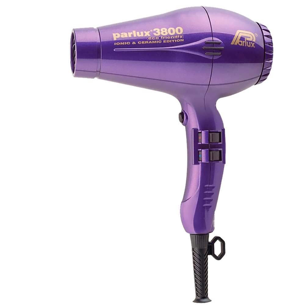 Parlux 3800 Eco-Friendly Ionic & Ceramic Violet Hair Dryer + M Hair Designs Hot Blow Attachment Black (Bundle) – Lightweight, Fast-Drying, Frizz-Control Blow Dryer for Salon-Quality Styling