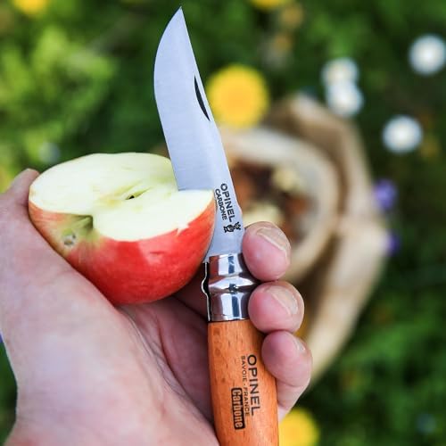 Opinel No.08 Carbon Steel Folding Pocket Knife with Beechwood Handle, Brown (2540089)