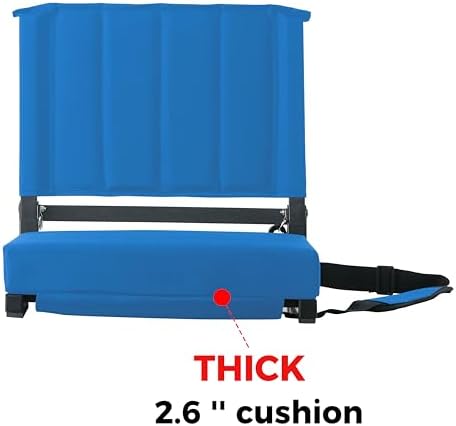 SPORT BEATS Stadium Seats with Back Support Bleacher Chairs with Back and Cushion Thick Padded Bleacher Seats Includes Shoulder Strap