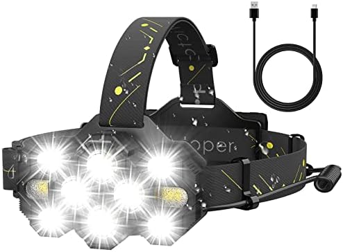 Victoper Headlamp Rechargeable, High Lumen Bright 10 LEDs Head Lamp, 8+2 Modes Head Light with Red Light for Adult, Waterproof Head Flashlight for Outdoor Running, Hunting, Camping, Hiking