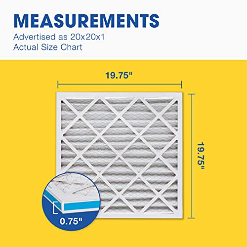 Aerostar 20x20x1 MERV 11 - 6 Count - Pleated HVAC, Furnace & Air Conditioner Filters - Removes Dust, Cold & Flu Germs, Lint, Mold, Pet Dander, Allergy-Causing Pollen, Smog & Smoke