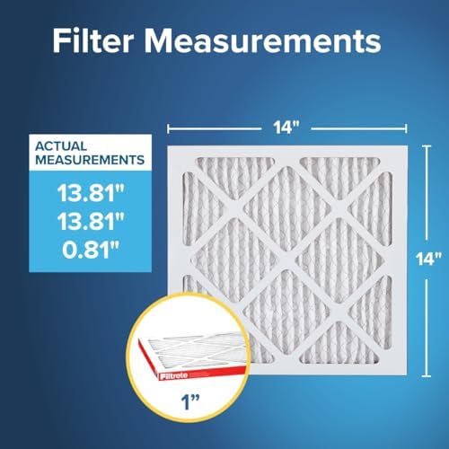 Filtrete 14x14x1 AC Furnace Air Filter, MERV 11, MPR 1000, Micro Allergen Defense, 3-Month Pleated 1-Inch Electrostatic Air Cleaning Filter, 2 Pack (Actual Size 13.81 x 13.81 x 0.81 in)