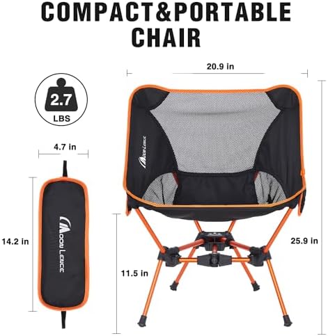 MOON LENCE Portable Camping Chair Backpacking Chair - The 4th Generation Ultralight Folding Chair - Compact, Lightweight Foldable Chairs for Hiking Mountaineering, Beach
