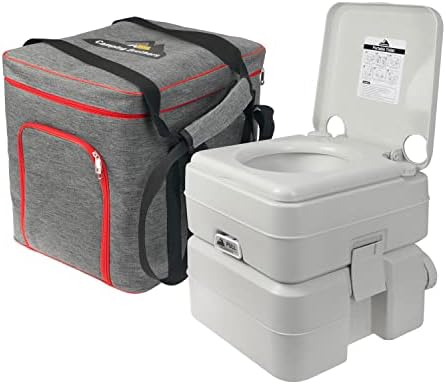 Portable 5.3 Gallon Camping Toilet with Carry Bag - Supports 286 LBS, 50 Flushes, Detachable Tanks