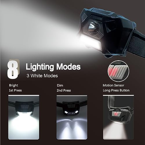 KunHe Pack 2 Red Light LED Headlamps Flashlights Headlight Bright Head Lamp for Adults Night Vision and Outdoor Camping