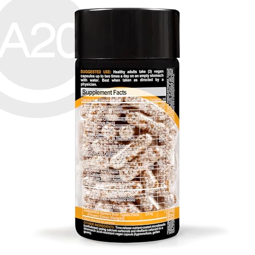 HCF A20 Microbead Brain Health Supplements for Adults for Memory, Focus, Calm, Mood, Alertness, Attention, Vision, Sleep, Immune System, 20 Premium Nootropic Nutrients Multivitamin & 7 Advances® Tech