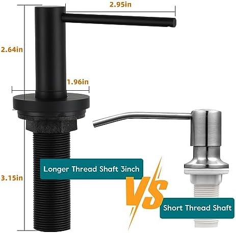 Gappo Upgraded Matte Black Soap Dispenser for Kitchen Sink, Stainless Steel Countertop Pump, Built in Sink Soap Dispenser with 47" Extension Tube kit