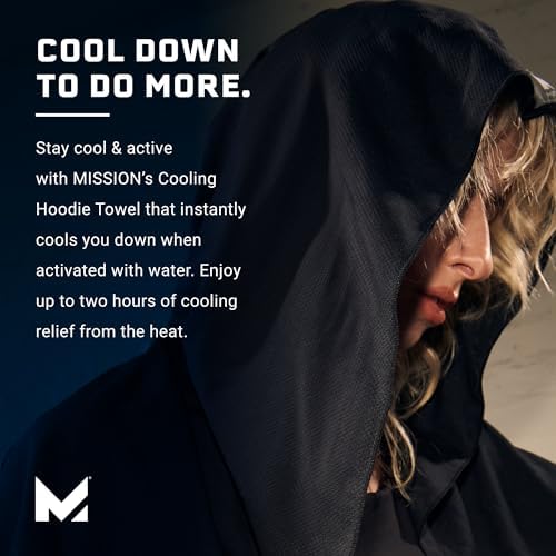 MISSION Cooling Hoodie Towel- Hood Towel, Evaporative Cool Technology, Cools Instantly When Wet, UPF 50 Sun Protection, Contours Your Head to Stay in Place, Great for Sports, Fitness, Gym