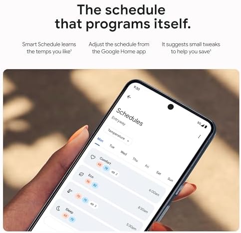 Google Nest Learning Thermostat (4th Gen, 2024) with Nest Temperature Sensor - Energy Saving Smart Thermostat with Adaptive Eco - Works with Alexa and Google Home App - Polished Obsidian