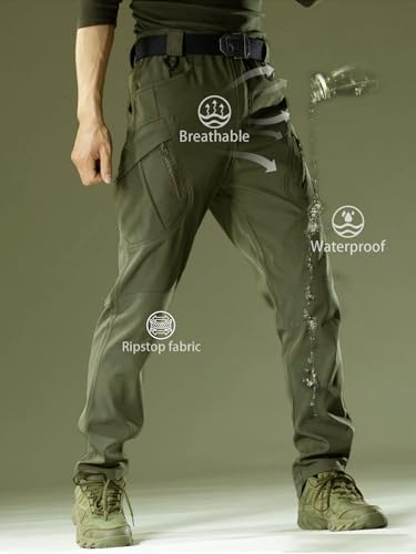 AUTIWITUA Men's Tactical Cargo Pants Water Resistant Lightweight Hiking Pants Outdoor Work Pants with Multi Pockets(No Belt)