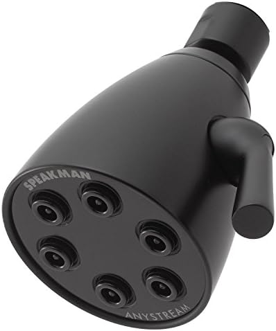 Speakman S-2252-MB Signature Brass Icon Anystream High Pressure Adjustable Shower Head, Matte Black, 3 Settings