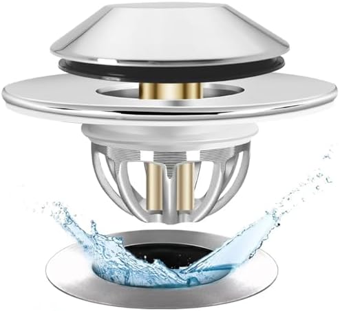 Bathtub Drain Stopper,Pop Up Tub Stopper Bottom with Drain Hair Catcher,Bathtub Plug and Cover with Strainer,Universal for 1.45 to 1.8in Drain Hole,Replaces Lift & Turn, Tip-Toe or Trip Lever