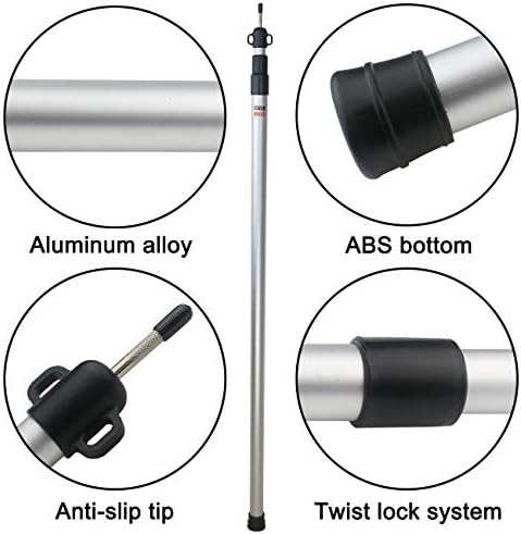 Sunnyglade 2 Pcs Adjustable Tarp Poles, Silver , Telescoping Aluminum Rods Portable Awning Poles for Camping,Backpacking,Hiking(Set of 2)