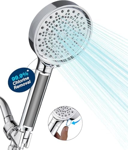 Cobbe Filtered Shower Head with Handheld - Filters Over 99% Of Chlorine - 2.0 Carbon Shower Head Filter System - Water Softener Filters Beads for Hard Water - Reduces Dry Itchy Skin, Chrome