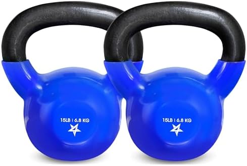Yes4All 5-65lbs Kettlebells Vinyl Coated Cast Iron for Dumbbell Weights Exercises, Gym, Fitness, Full Body Workout Equipment Push up, Grip and Strength Training
