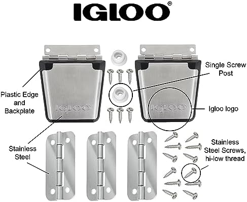 Igloo Cooler Heavy-Duty Stainless Steel Parts Kit - 2 Latches, 3 Hinges, Latch Posts & Screws - Marine-Grade, Corrosion-Resistant Parts